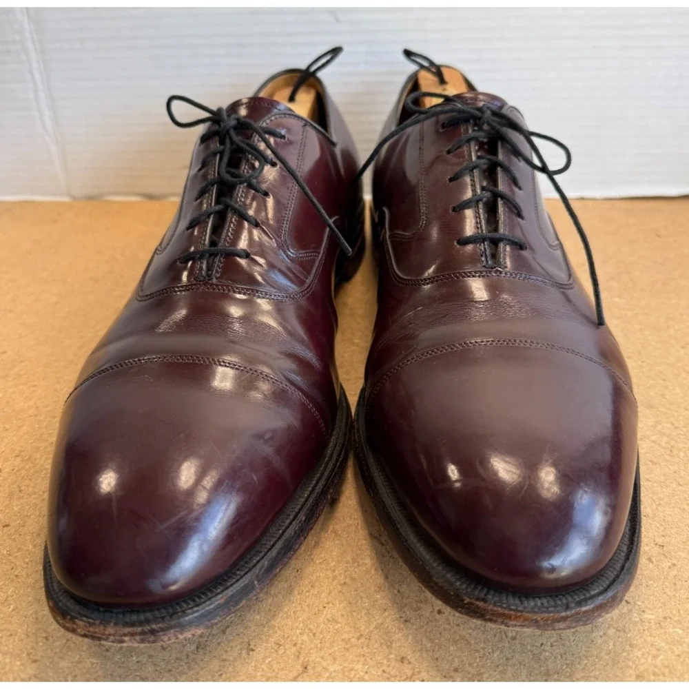 Johnston‎ & Murphy Men's Burgundy Leather Cap Toe Oxfords 12 D/B 24-93120